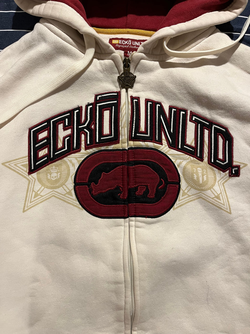 White/Oatmeal Ecko Zip Hoodie